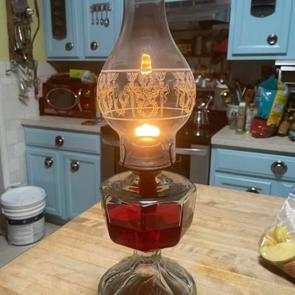 Vintage Glass Kerosene Oil Lamp